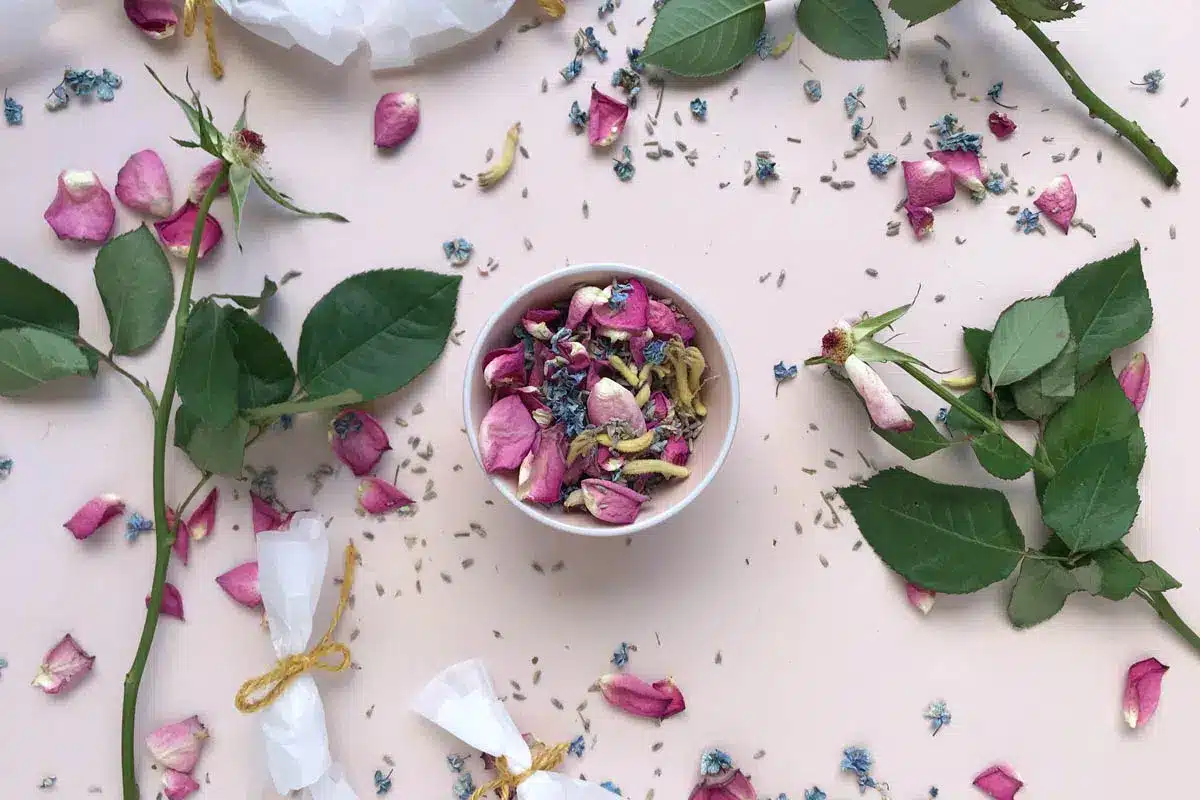 Rose petals and lavender in a bowl - The Village Florist Hunters Hill