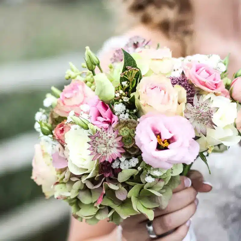 Wedding bouquet with pink and white roses - The Village Florist Hunters Hill