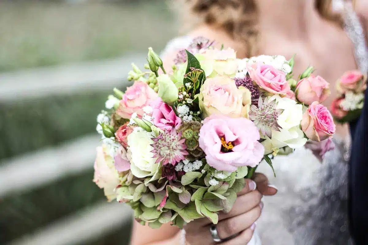 Wedding bouquet with pink and white roses - The Village Florist Hunters Hill