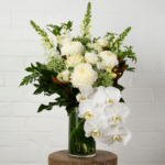 White orchid and chrysanthemum bouquet - The Village Florist Hunters Hill