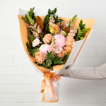 Peach and pink floral arrangement - The Village Florist Hunters Hill