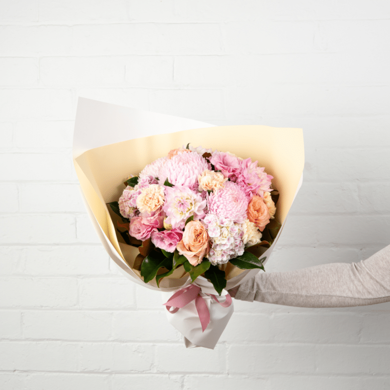 Pink and peach floral bouquet - The Village Florist Hunters Hill